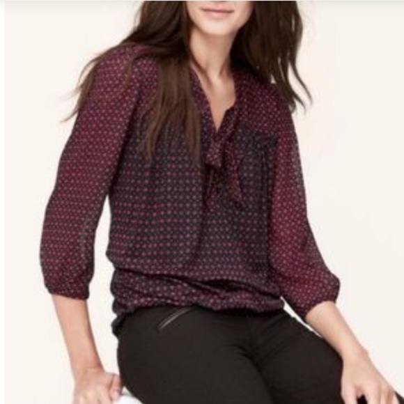 LOFT Tops - Loft Burgundy Necktie Blouse